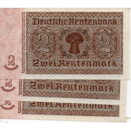 Set 3 x 2 Rentenmark 1937 (Consecutivos)