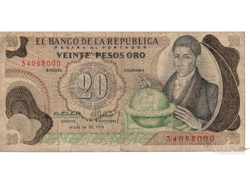 20 Pesos Oro 1974