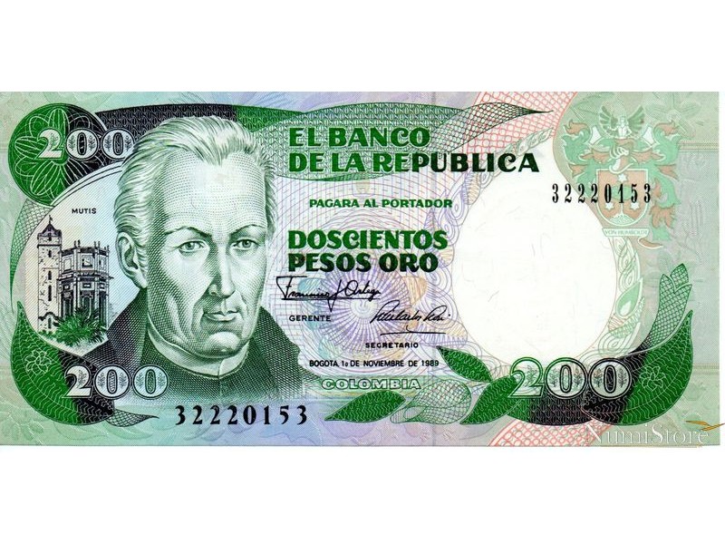 200 Pesos Oro 1989