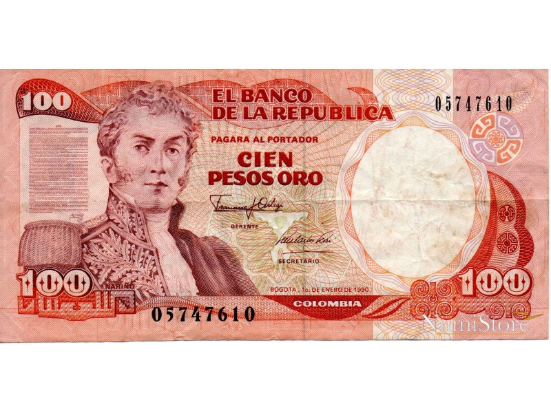 100 Pesos Oro 1990