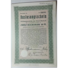 Bono (Auslosungsschein) 12,5 Reichsmark Rostock Al..