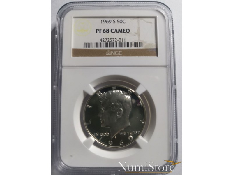 Half Dollar 1969 PF68 Cameo