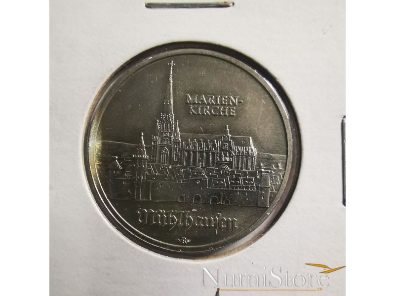 5 Mark 1989 (Marien Kirche in Mühlhausen)