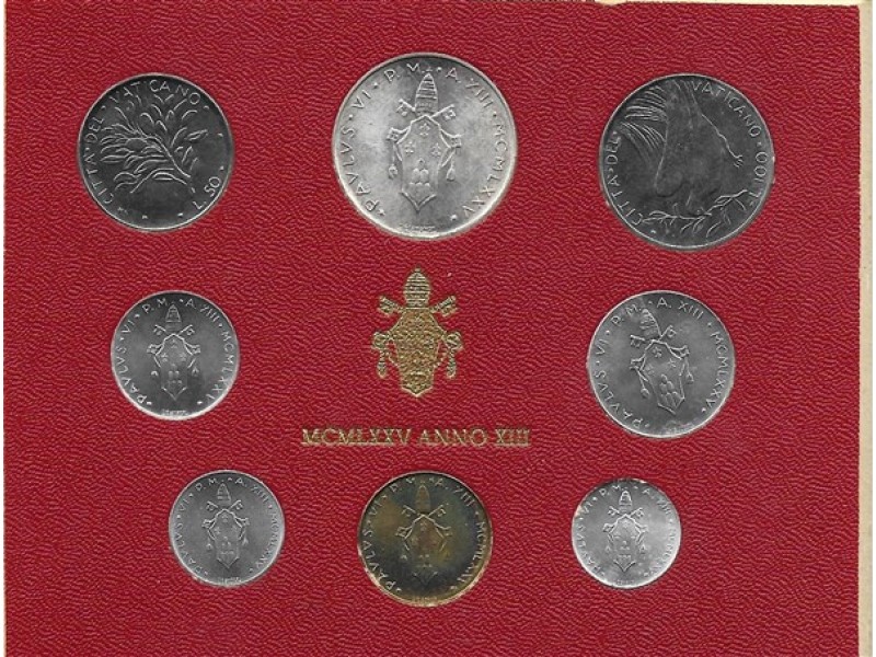 Set Monedas y Medallas de Vaticano Año XIII 1975